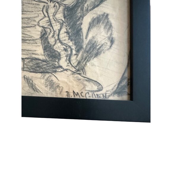 Framed Pencil Portrait Of Girl With Flowers By A. McClain 18"x12" From Frames Un - Picture 3 of 11